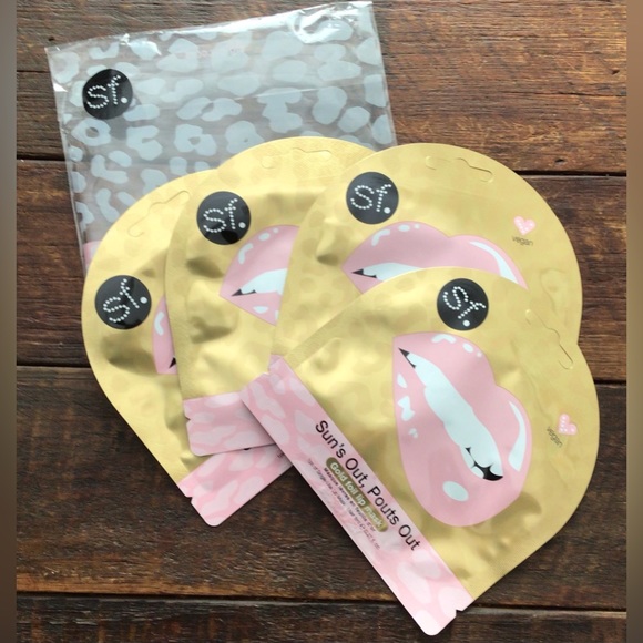SF Glow Sun’s Out, Pouts Out Gold Foil Lip Mask Set of 4 NWT - Picture 3 of 4